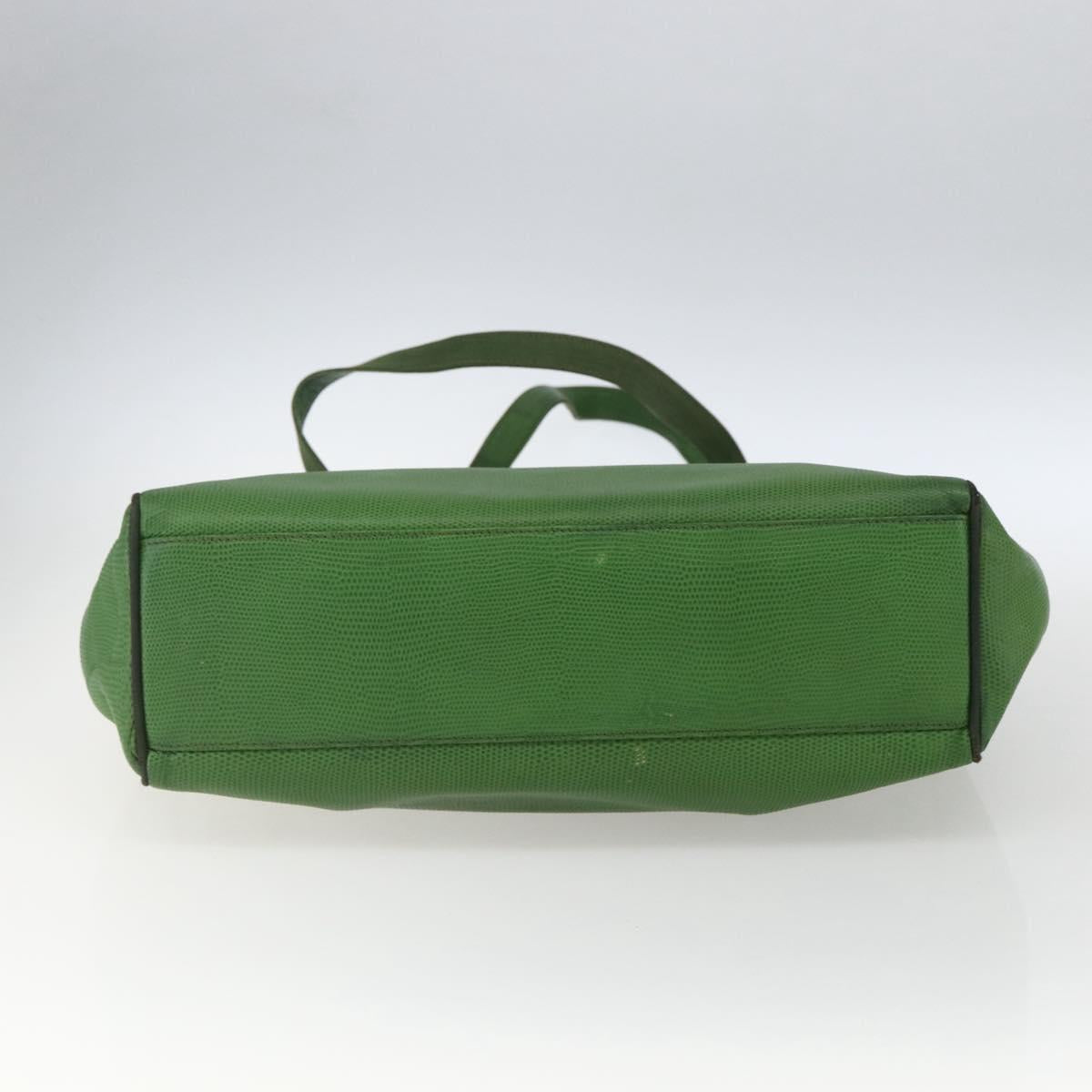 Salvatore Ferragamo Tote Bag Leather Green Gold Auth BA10613