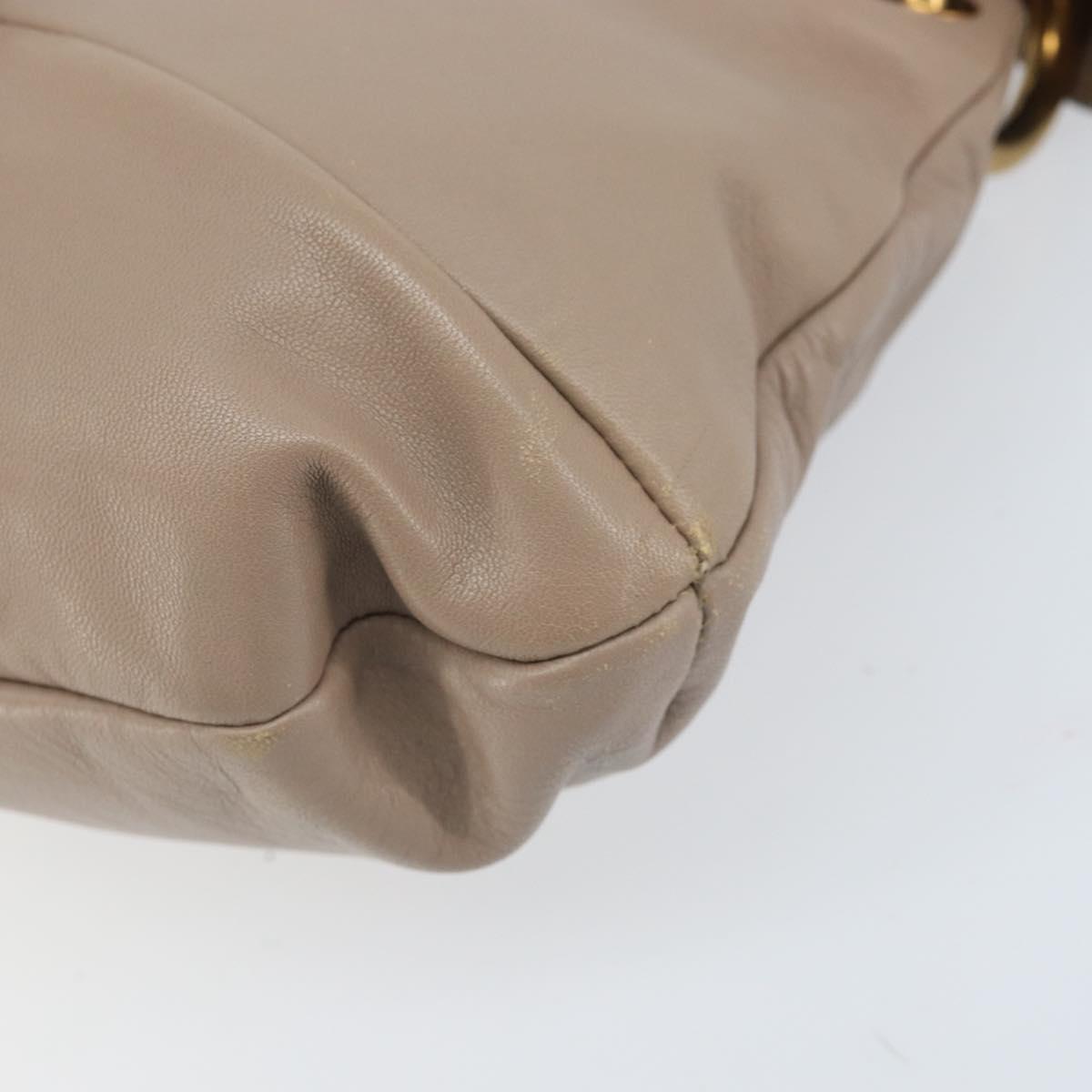 Salvatore Ferragamo Gancini Hand Bag Leather Beige Gold Auth BA10615