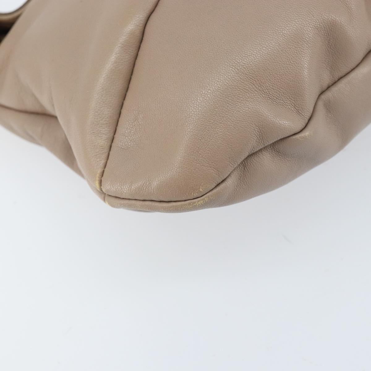 Salvatore Ferragamo Gancini Hand Bag Leather Beige Gold Auth BA10615