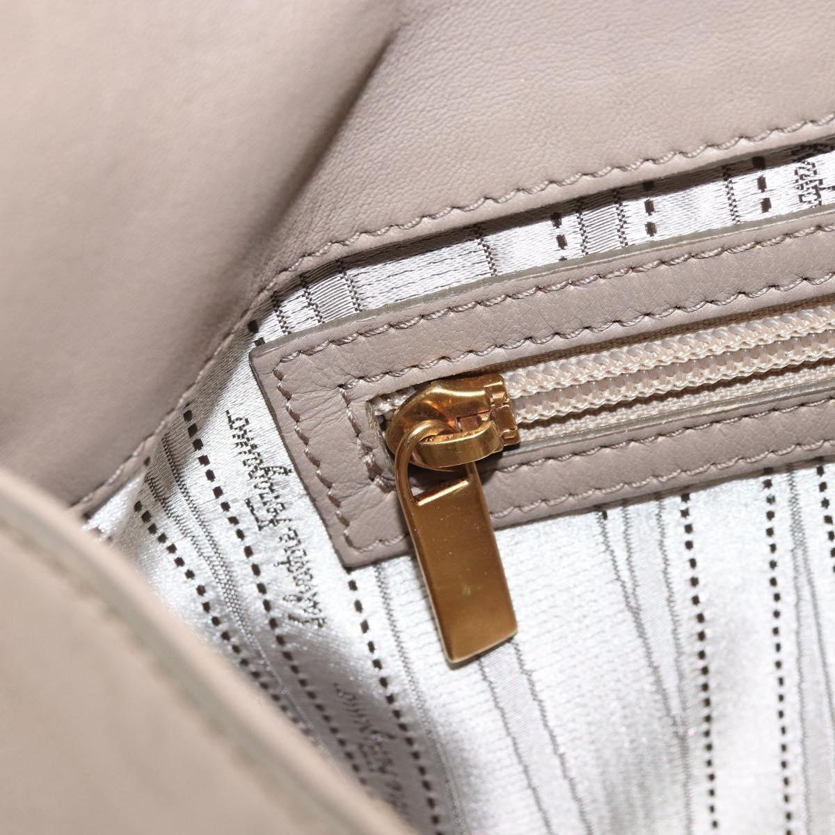 Salvatore Ferragamo Gancini Hand Bag Leather Beige Gold Auth BA10615
