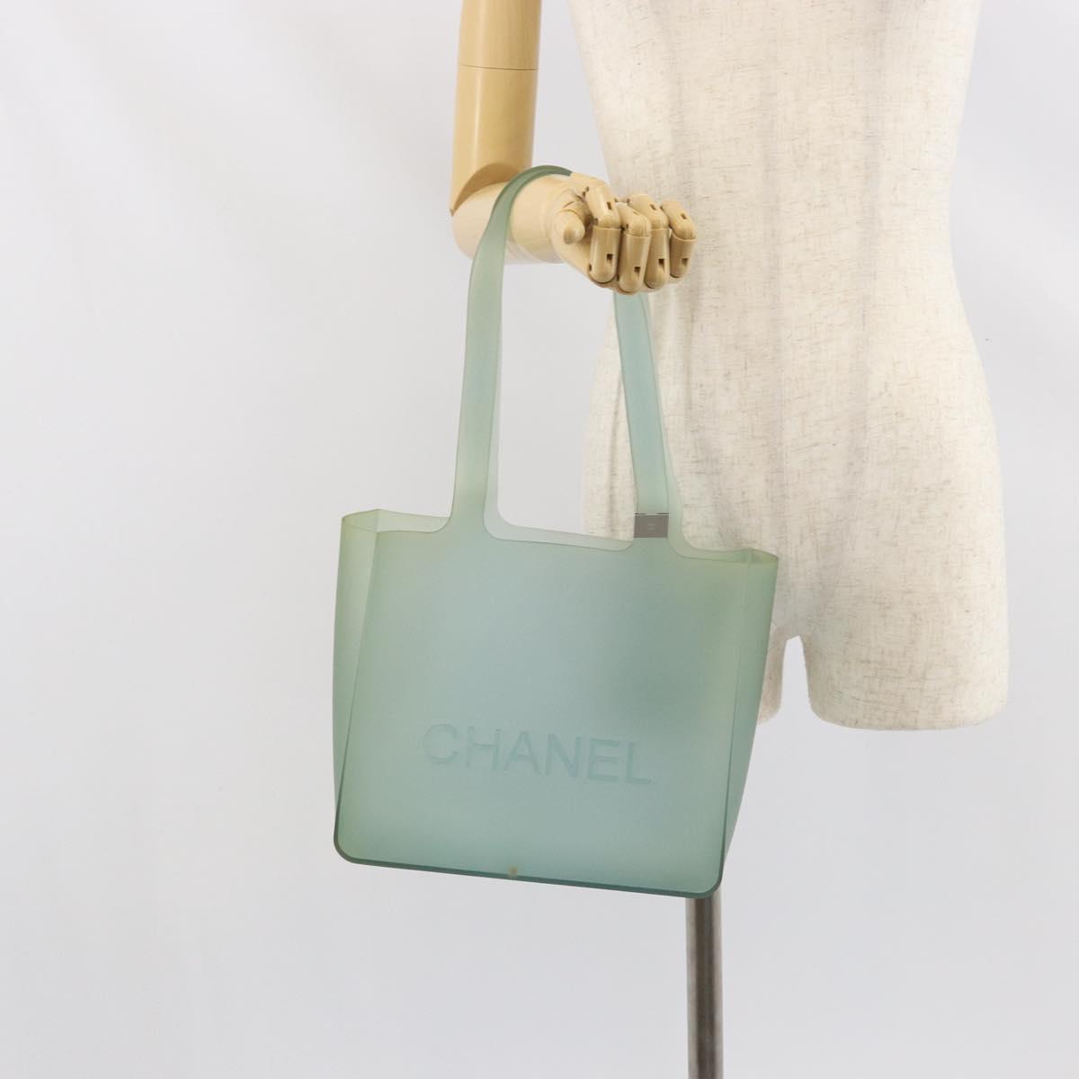 CHANEL Tote Bag Rubber Green CC Auth BA10618