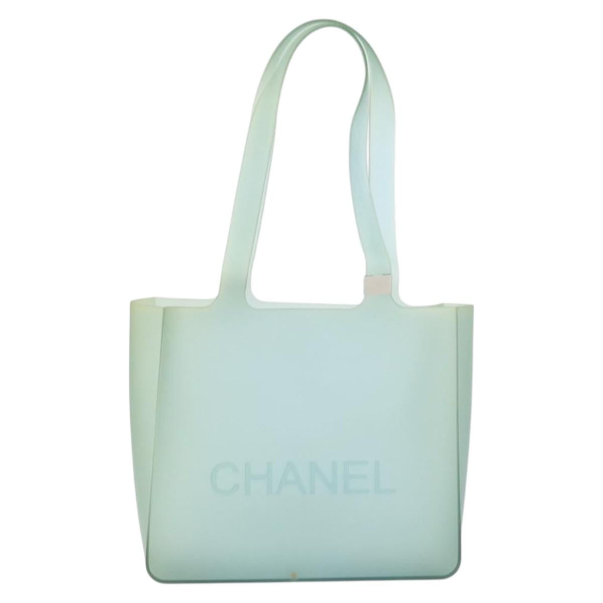 CHANEL Tote Bag Rubber Green CC Auth BA10618