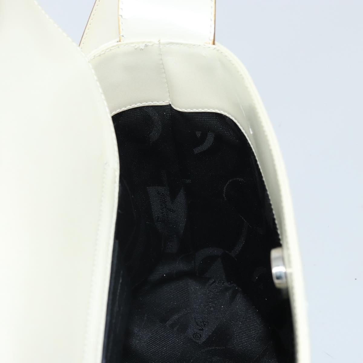 Salvatore Ferragamo Vala Shoulder Bag Leather White Silver Auth BA10620