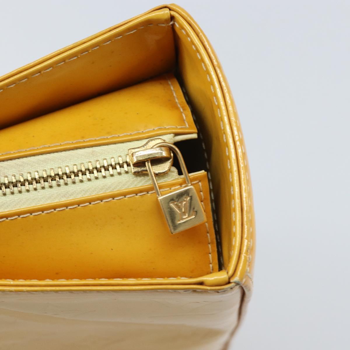 LOUIS VUITTON Monogram Vernis Columbus Tote Bag Lime Yellow M91047 Auth BA10623