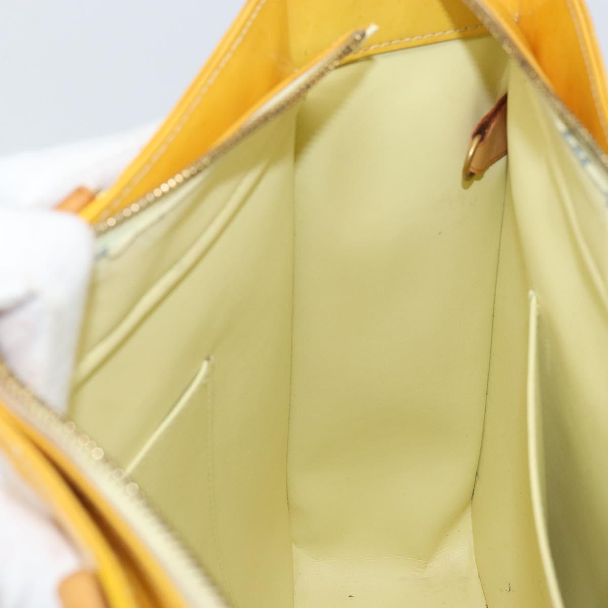 LOUIS VUITTON Monogram Vernis Columbus Tote Bag Lime Yellow M91047 Auth BA10623