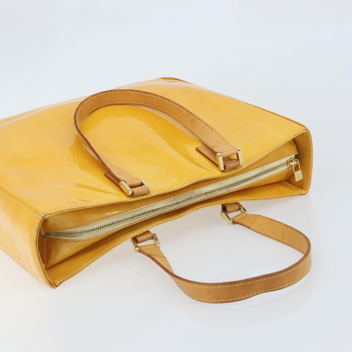 LOUIS VUITTON Monogram Vernis Columbus Tote Bag Lime Yellow M91047 Auth BA10623