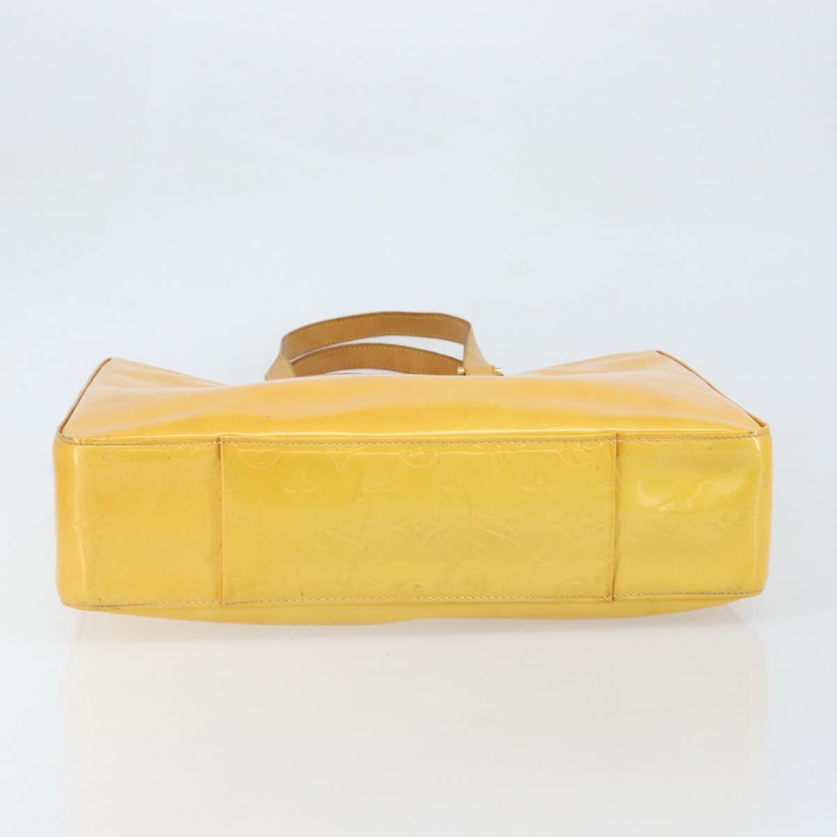 LOUIS VUITTON Monogram Vernis Columbus Tote Bag Lime Yellow M91047 Auth BA10623