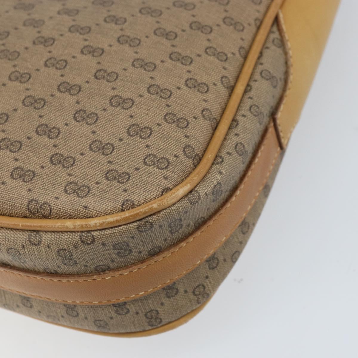 GUCCI Micro GG Supreme Web Sherry Line Shoulder Bag PVC Beige Gold Auth BA10628
