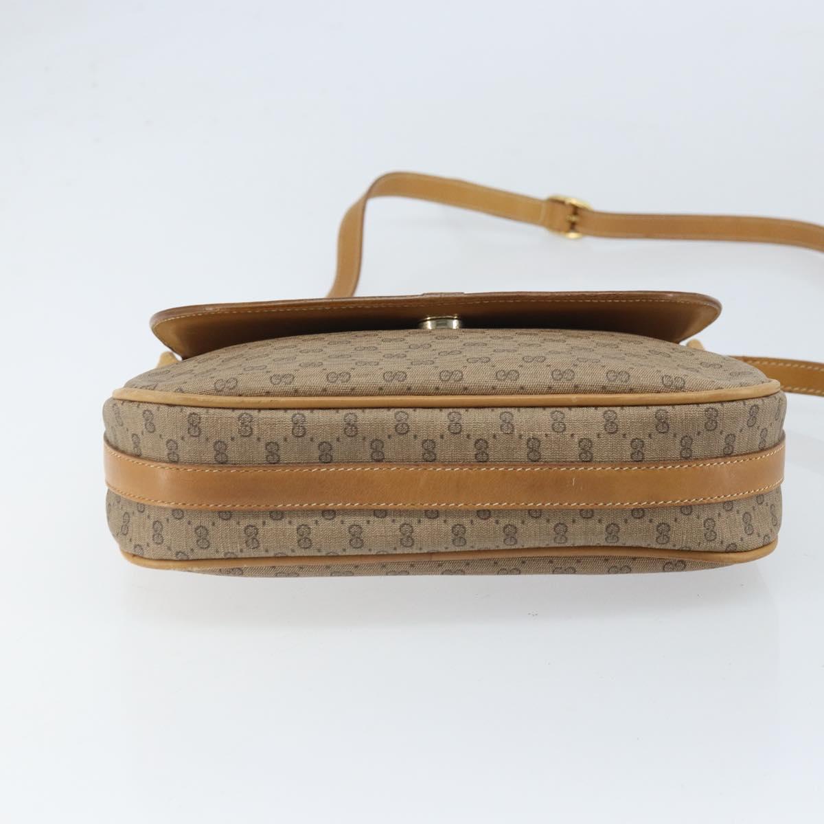 GUCCI Micro GG Supreme Web Sherry Line Shoulder Bag PVC Beige Gold Auth BA10628