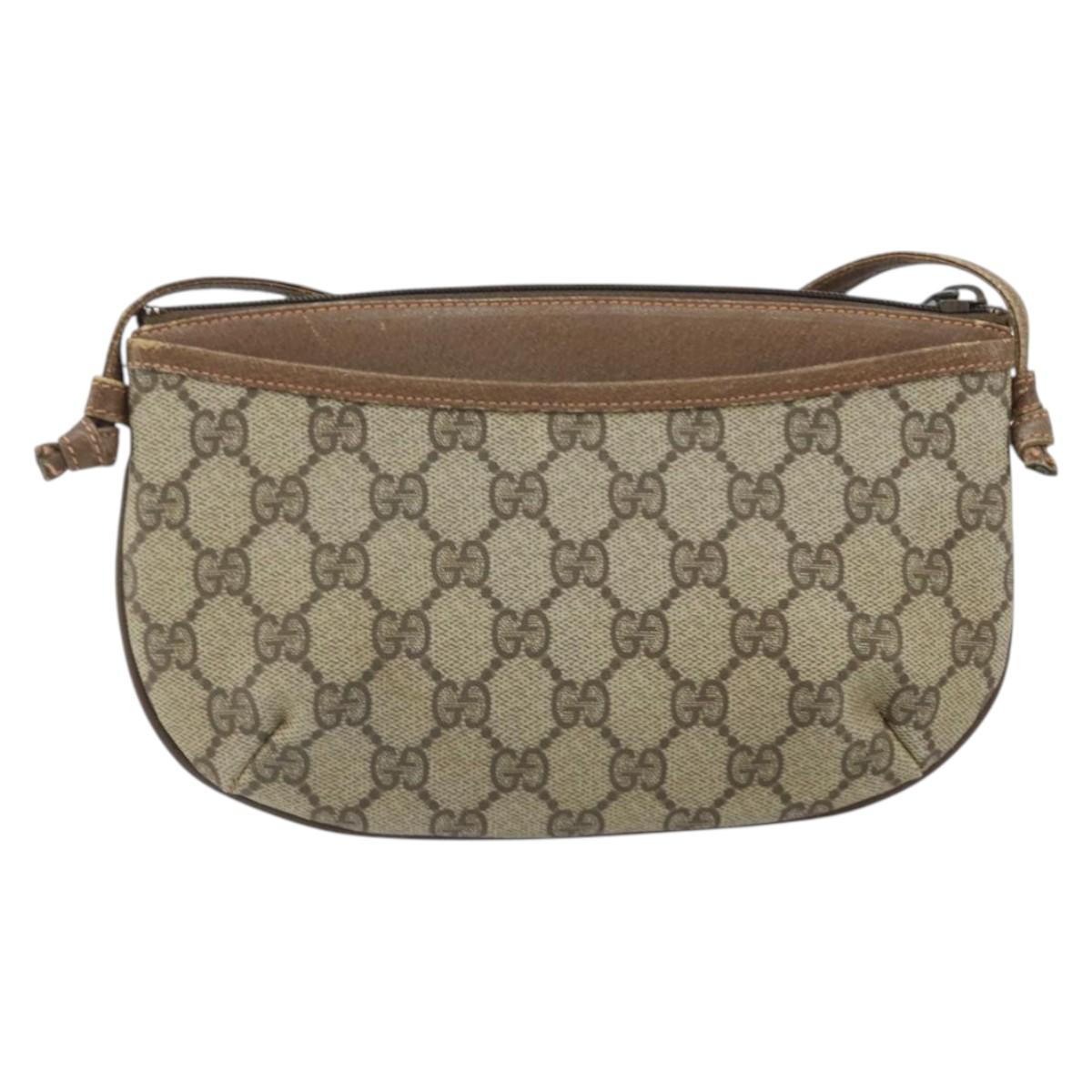 GUCCI GG Supreme Shoulder Bag PVC Beige Gold 904 02 020 Auth BA10634