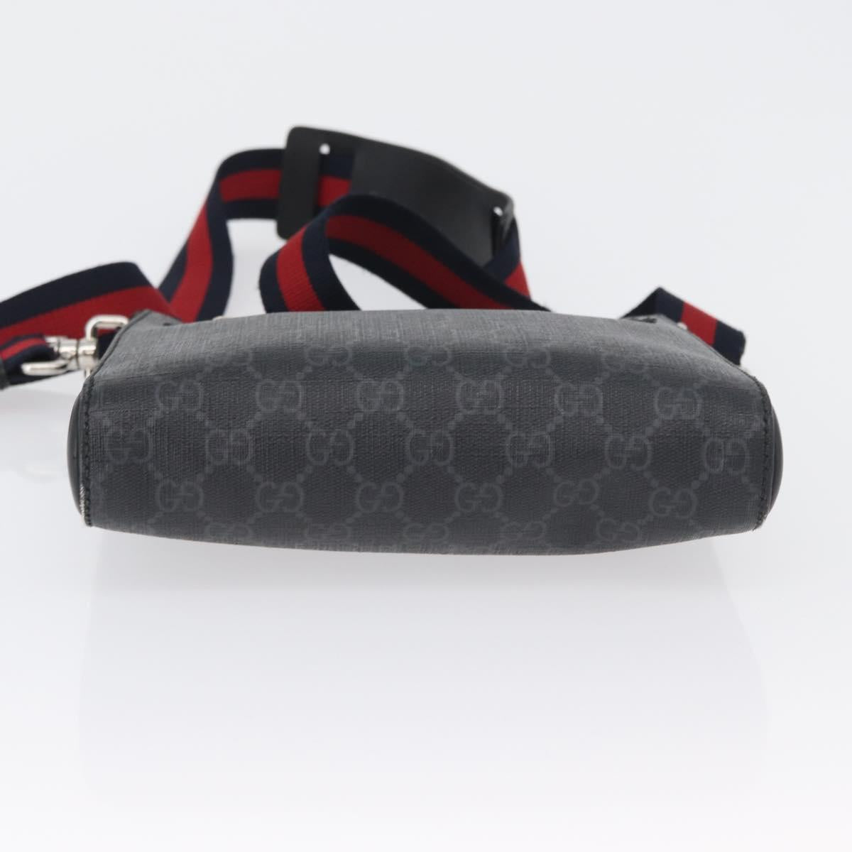 GUCCI GG Supreme Sherry Line Shoulder Bag PVC Black Silver 523599 Auth BA10640