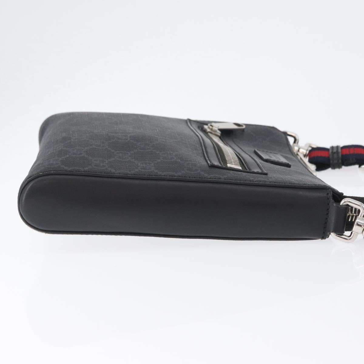 GUCCI GG Supreme Sherry Line Shoulder Bag PVC Black Silver 523599 Auth BA10640