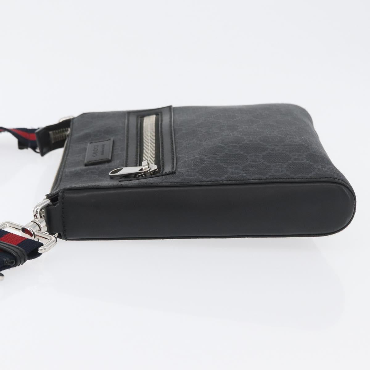 GUCCI GG Supreme Sherry Line Shoulder Bag PVC Black Silver 523599 Auth BA10640