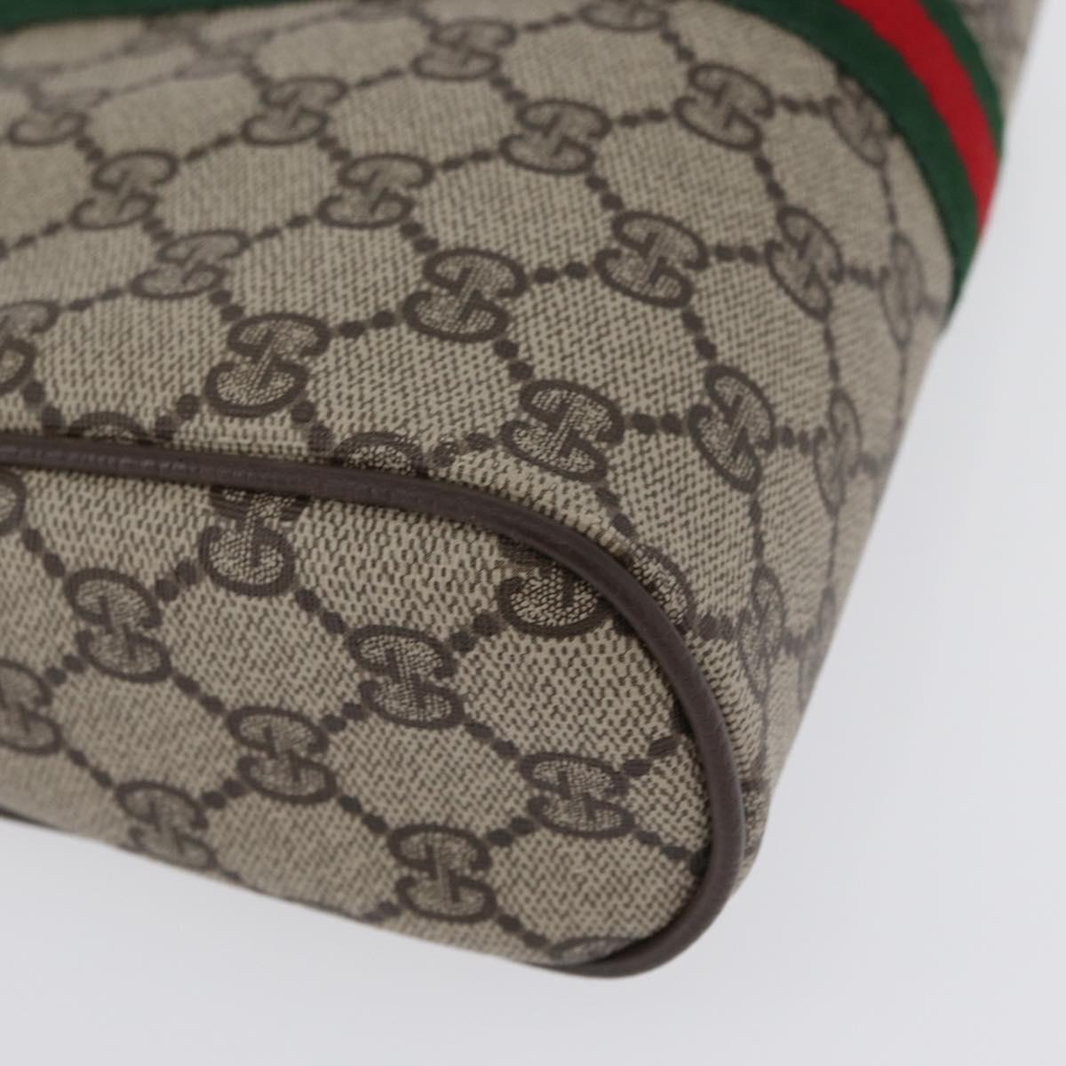 GUCCI GG Supreme Web Sherry Line Clutch Bag PVC Beige Gold 010 378 Auth BA10641
