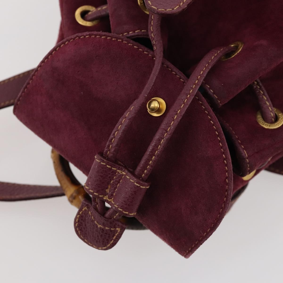 GUCCI Bamboo Backpack Suede Purple Gold 003 1705 0030 Auth BA10642