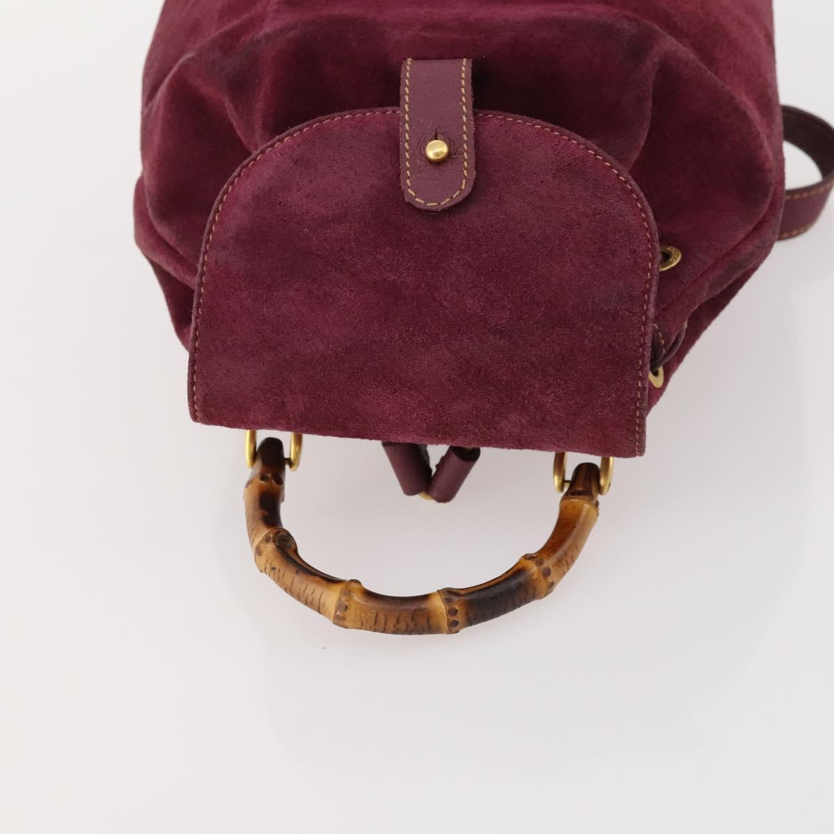 GUCCI Bamboo Backpack Suede Purple Gold 003 1705 0030 Auth BA10642