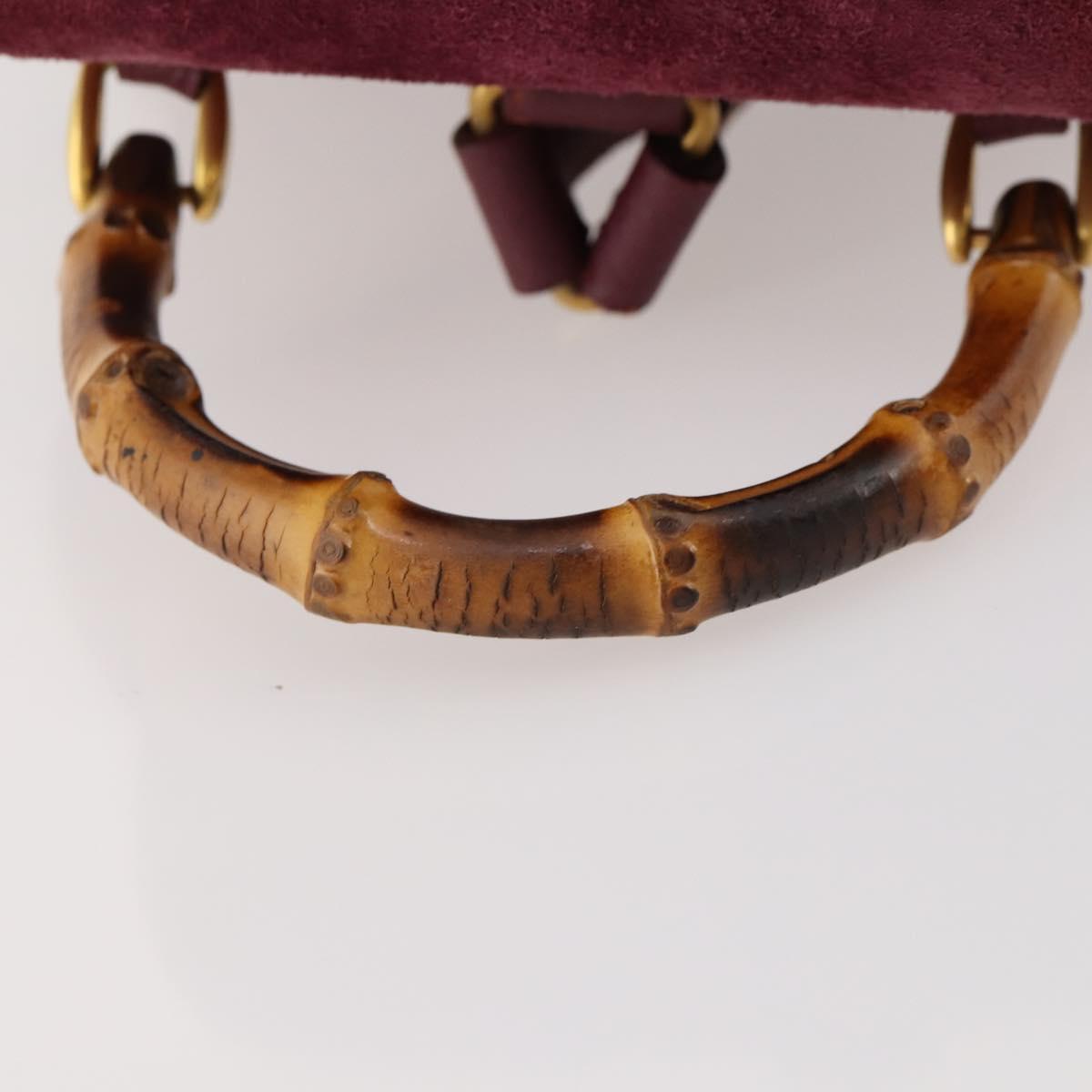 GUCCI Bamboo Backpack Suede Purple Gold 003 1705 0030 Auth BA10642