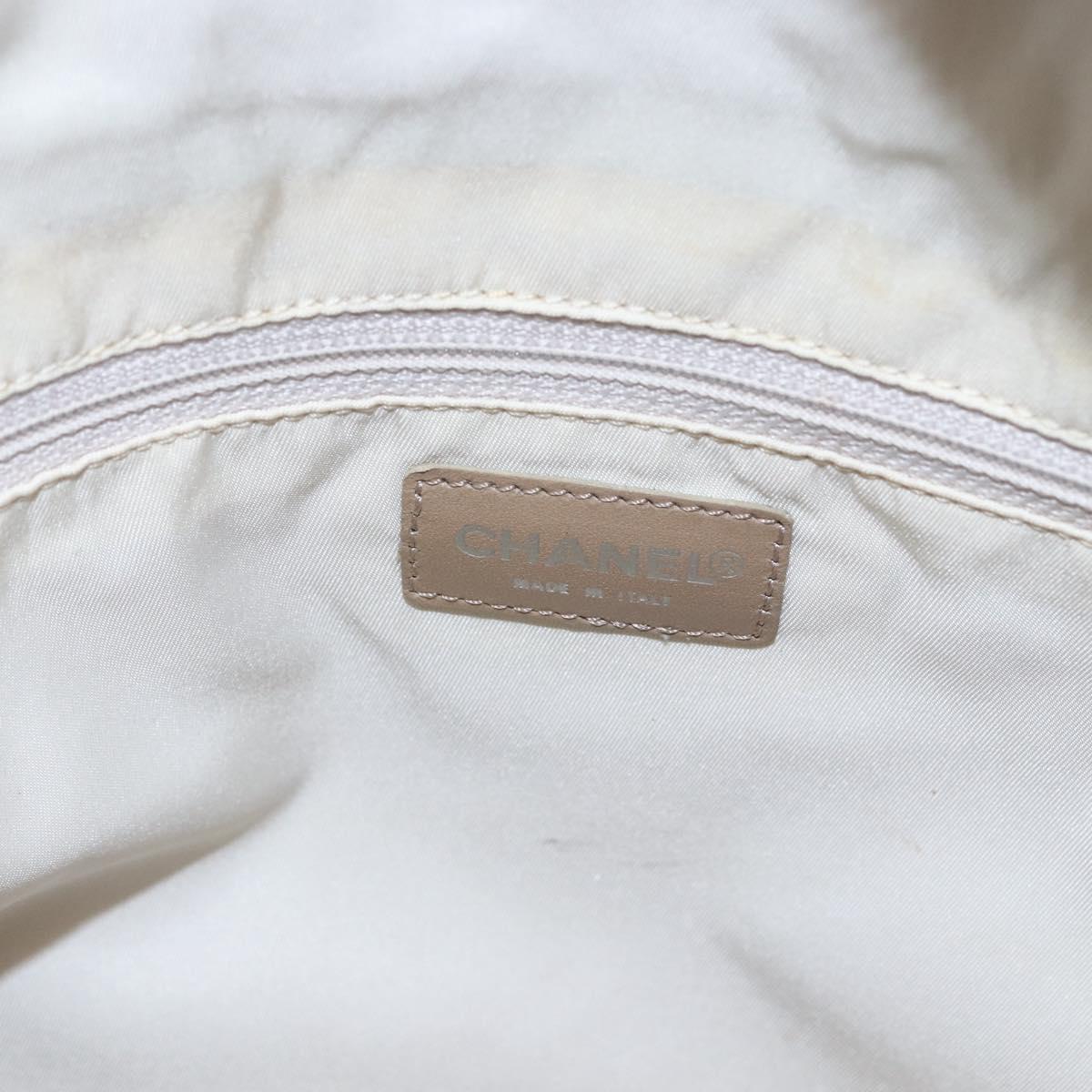 CHANEL New Travel Line Tote Bag Nylon Beige Silver CC Auth BA10644