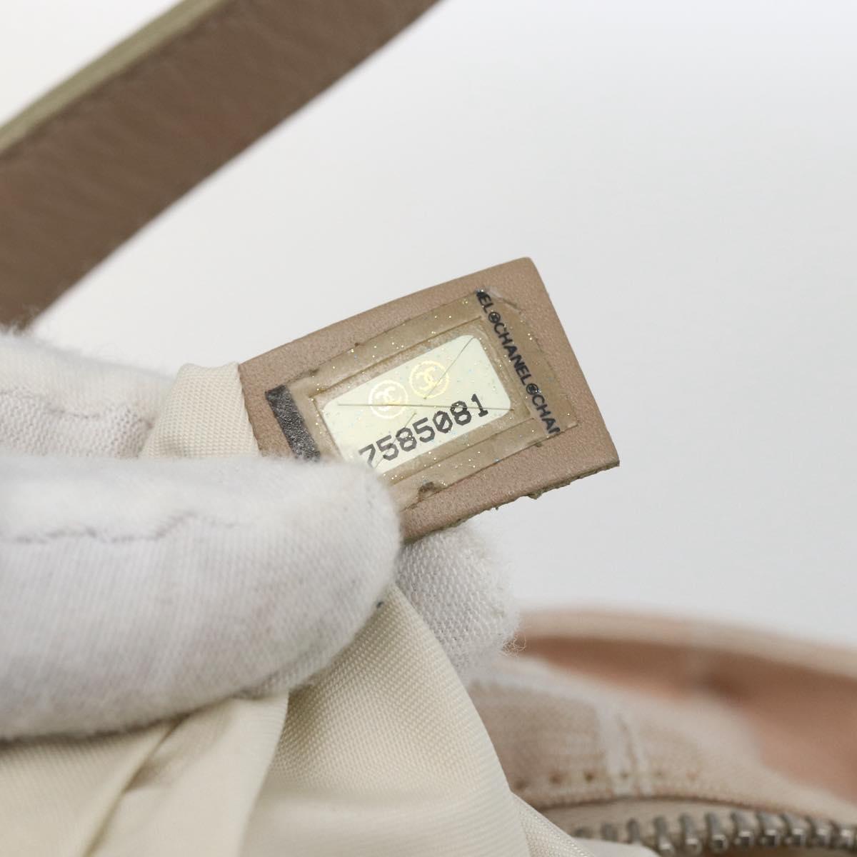 CHANEL New Travel Line Tote Bag Nylon Beige Silver CC Auth BA10644