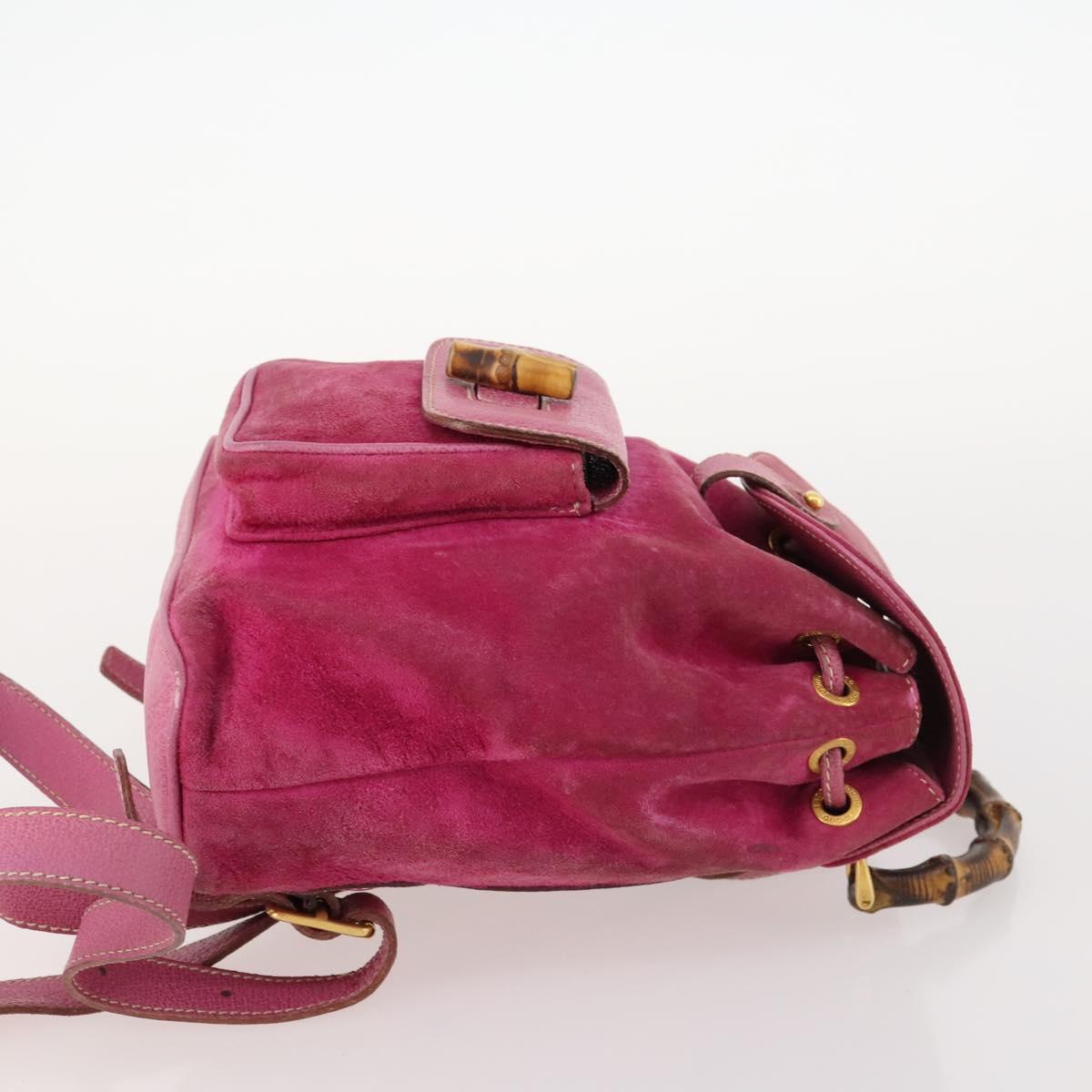 GUCCI Bamboo Backpack Suede Pink Gold 003 58 0030 Auth BA10647