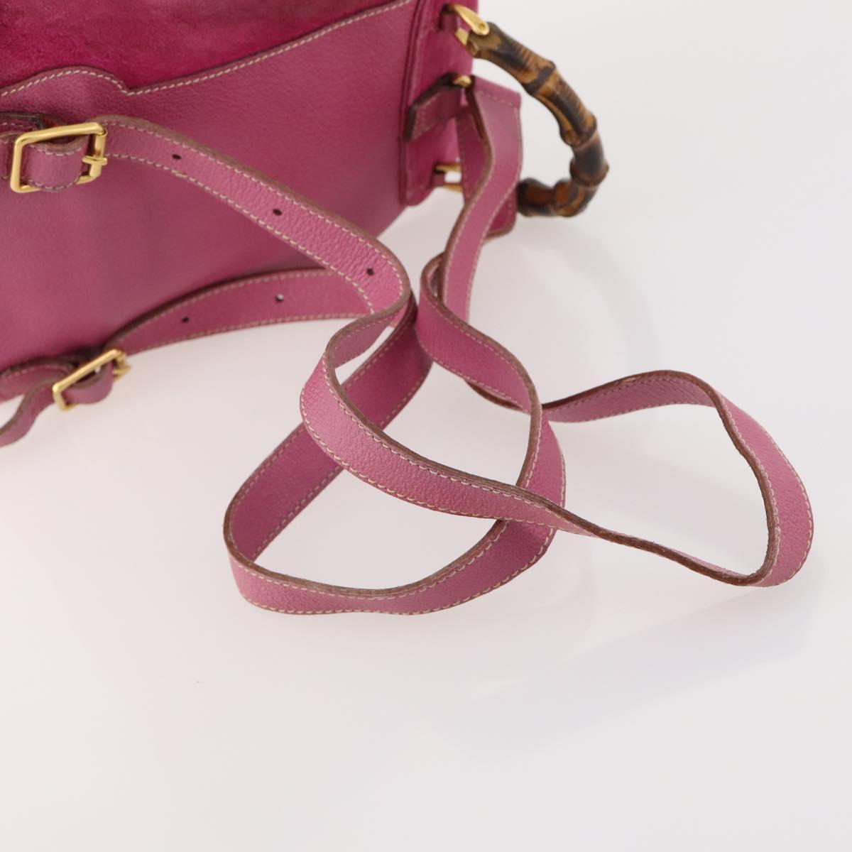 GUCCI Bamboo Backpack Suede Pink Gold 003 58 0030 Auth BA10647