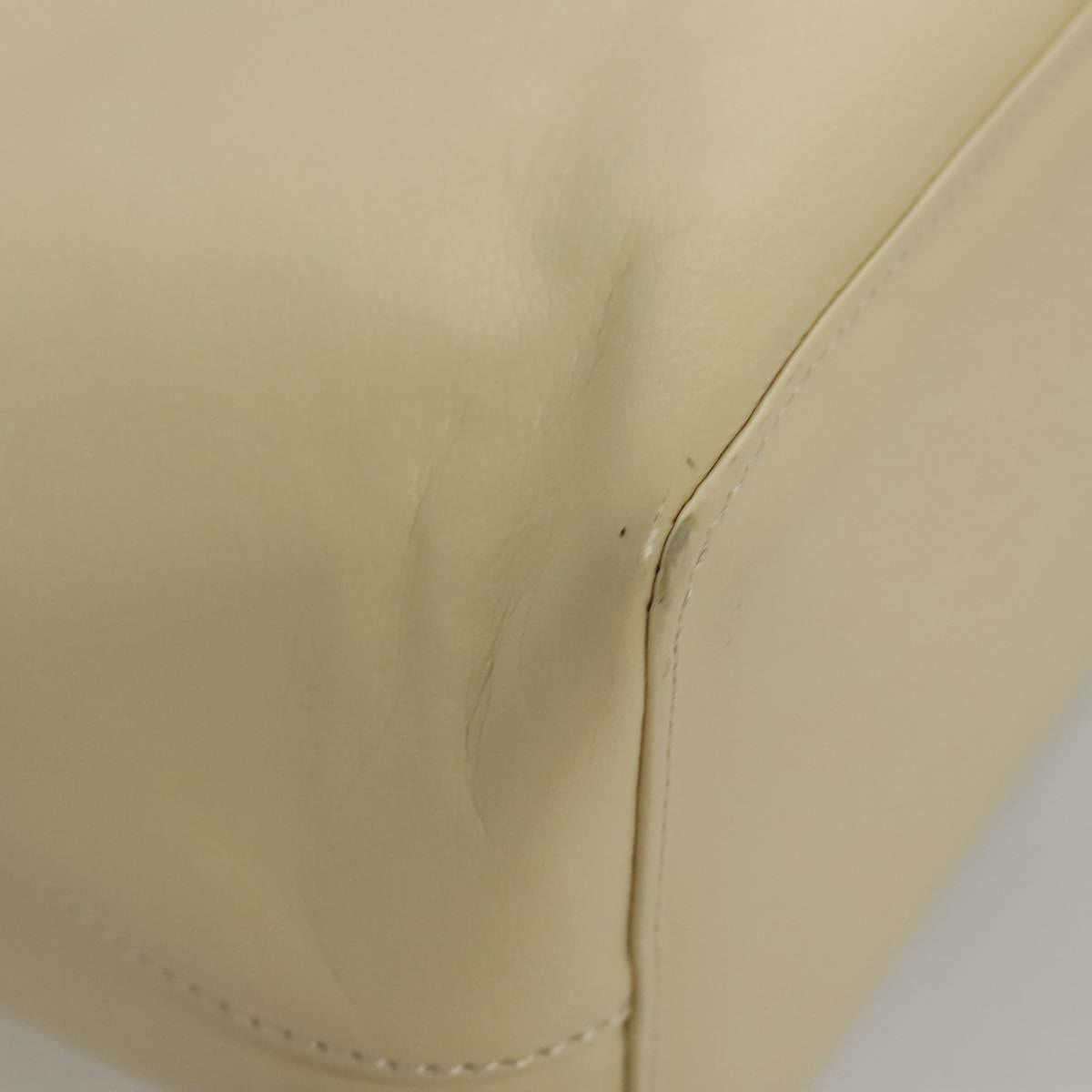 BURBERRY Hand Bag Leather Beige Gold Auth BA1065