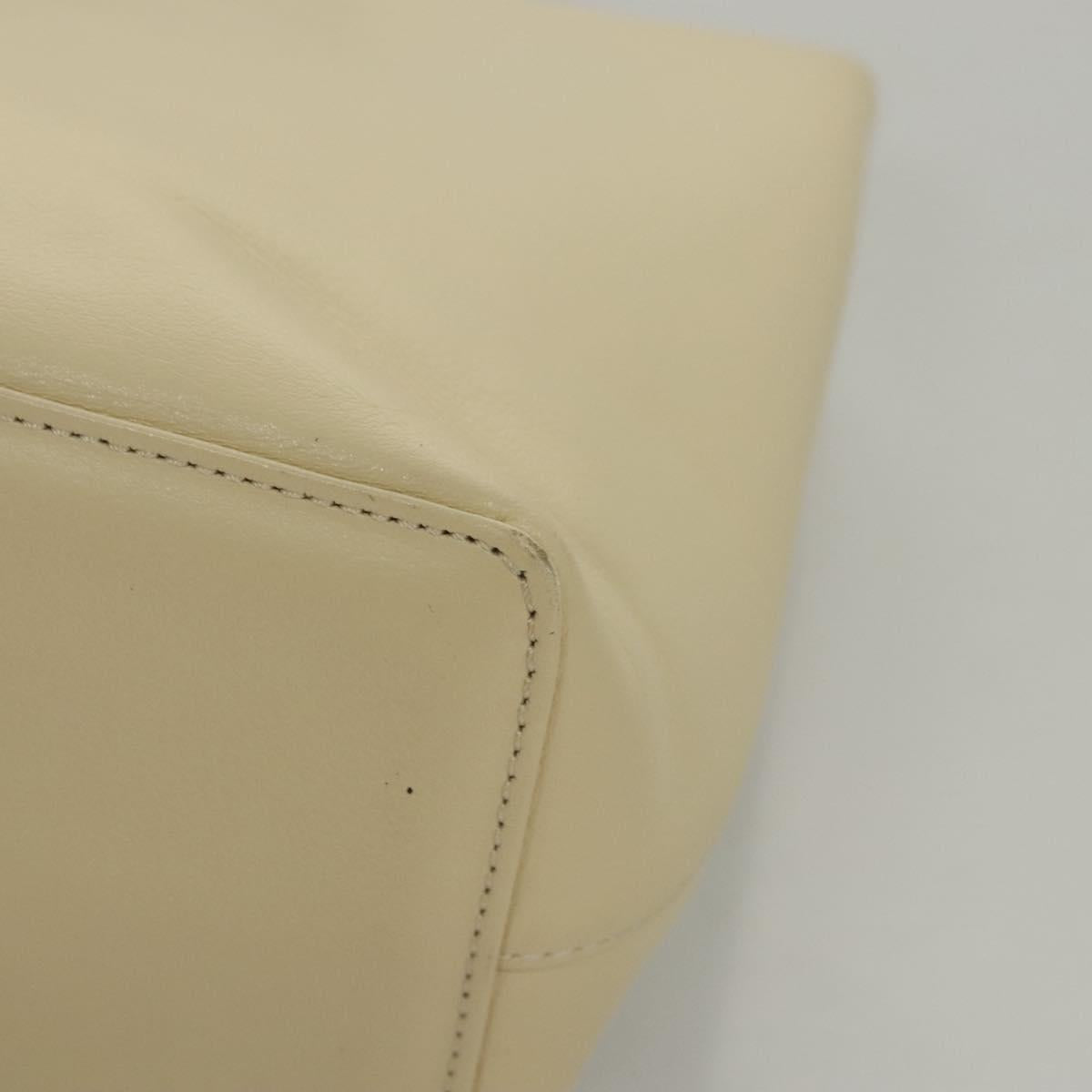 BURBERRY Hand Bag Leather Beige Gold Auth BA1065