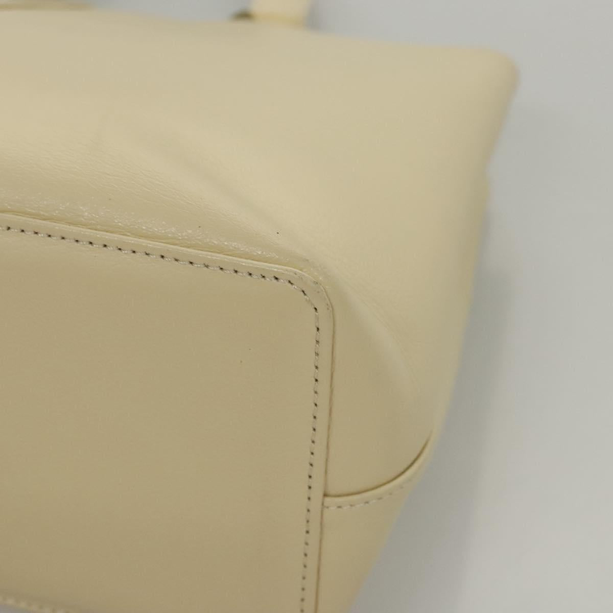 BURBERRY Hand Bag Leather Beige Gold Auth BA1065