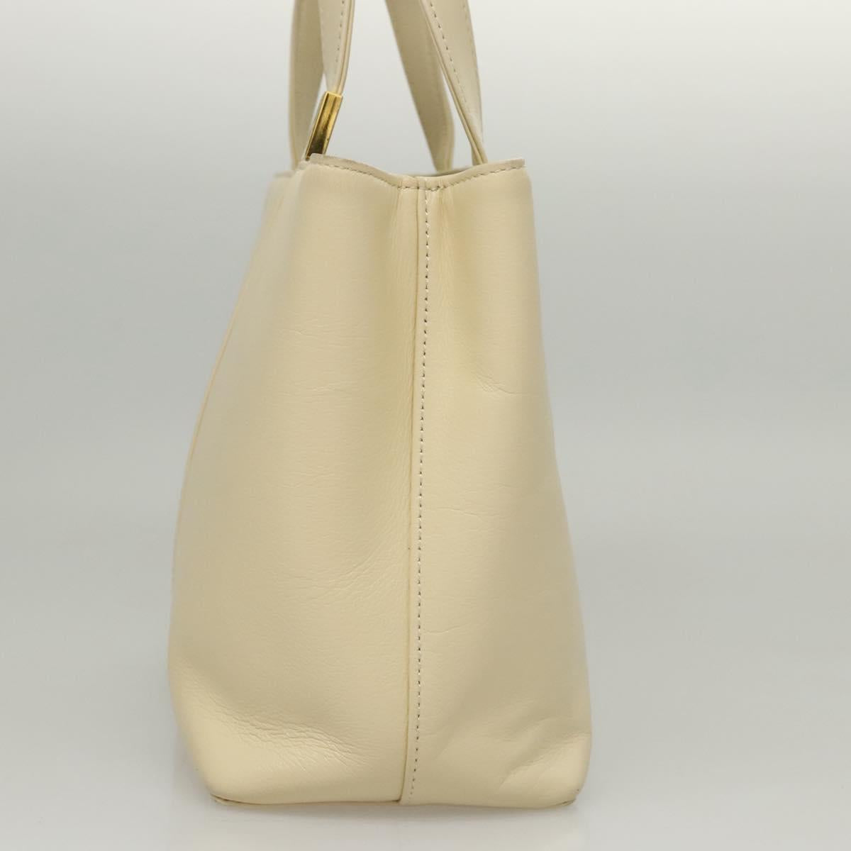 BURBERRY Hand Bag Leather Beige Gold Auth BA1065