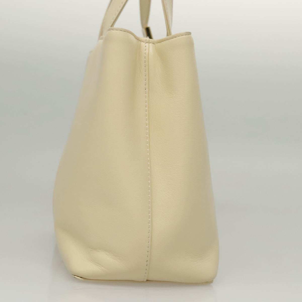 BURBERRY Hand Bag Leather Beige Gold Auth BA1065