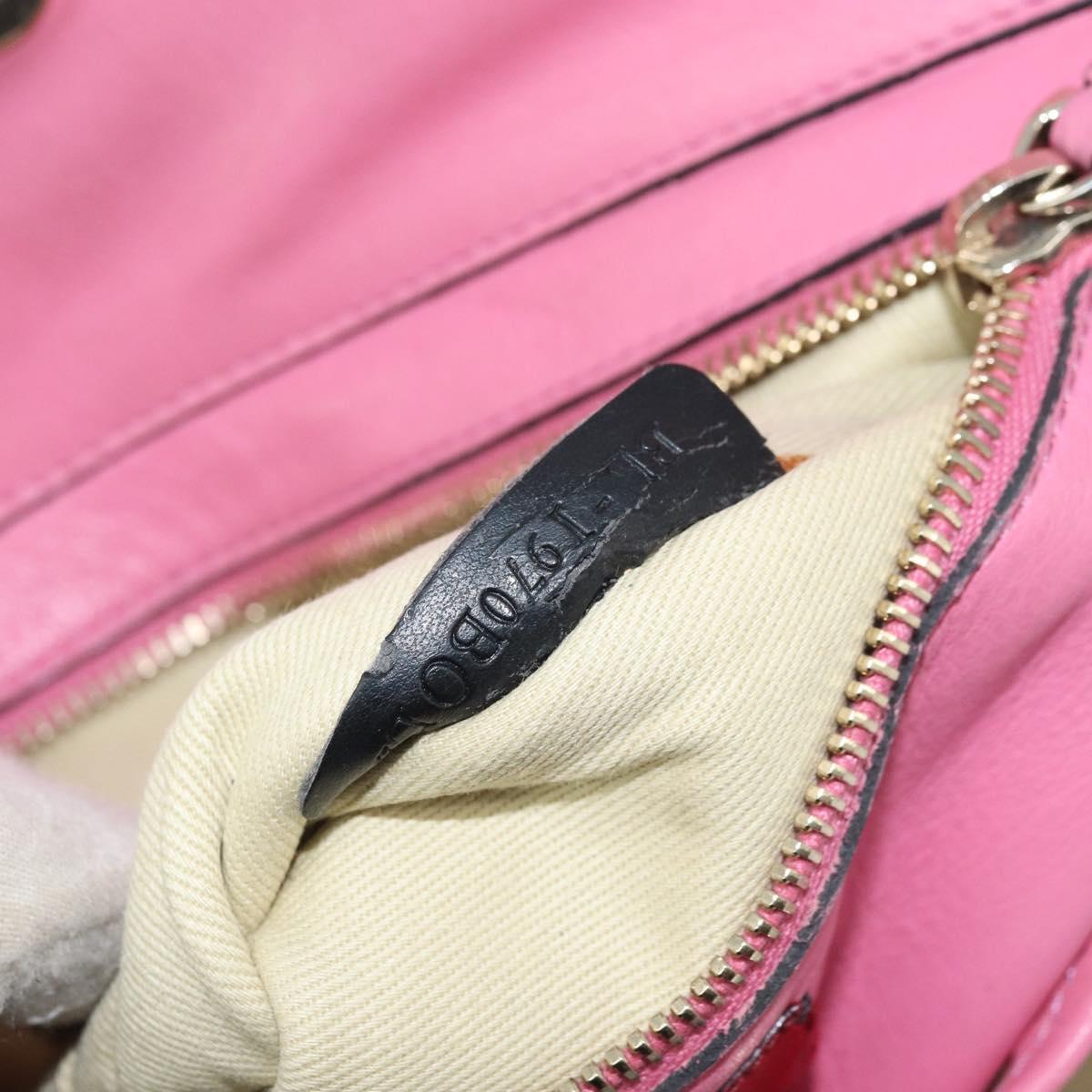VALENTINO Studs Tote Bag Leather 2way Pink Gold Auth BA10650