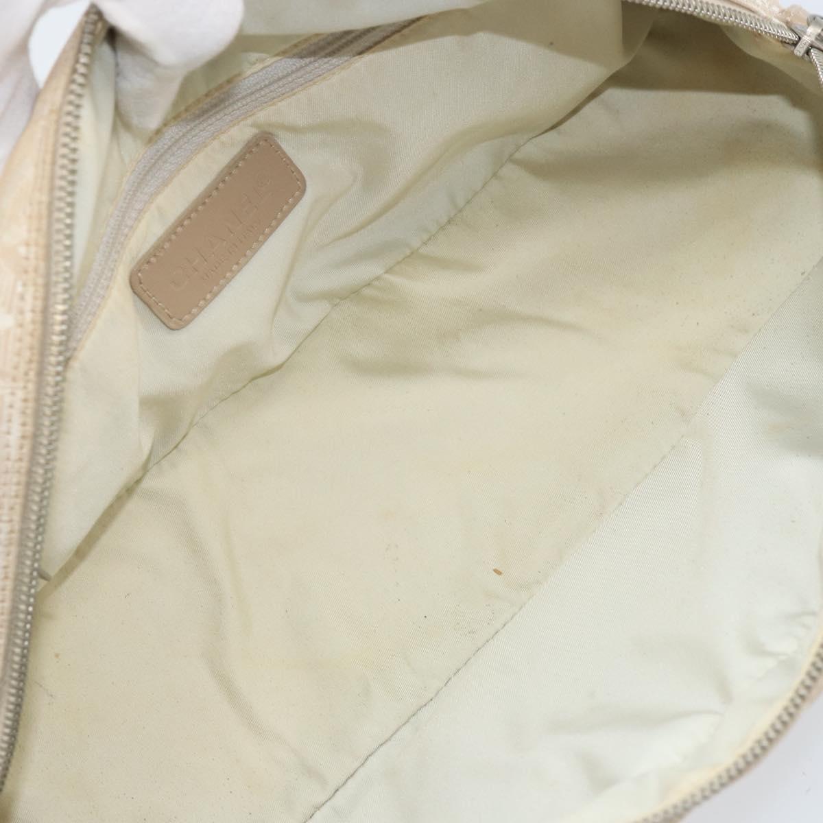 CHANEL New Travel Line Hand Bag Nylon Beige Gold CC Auth BA10651