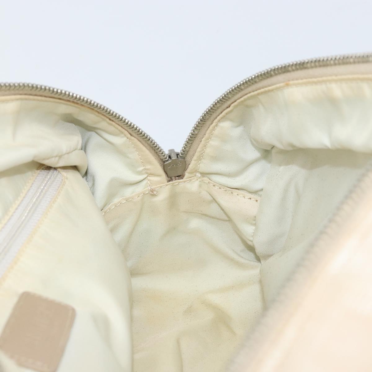 CHANEL New Travel Line Hand Bag Nylon Beige Gold CC Auth BA10651
