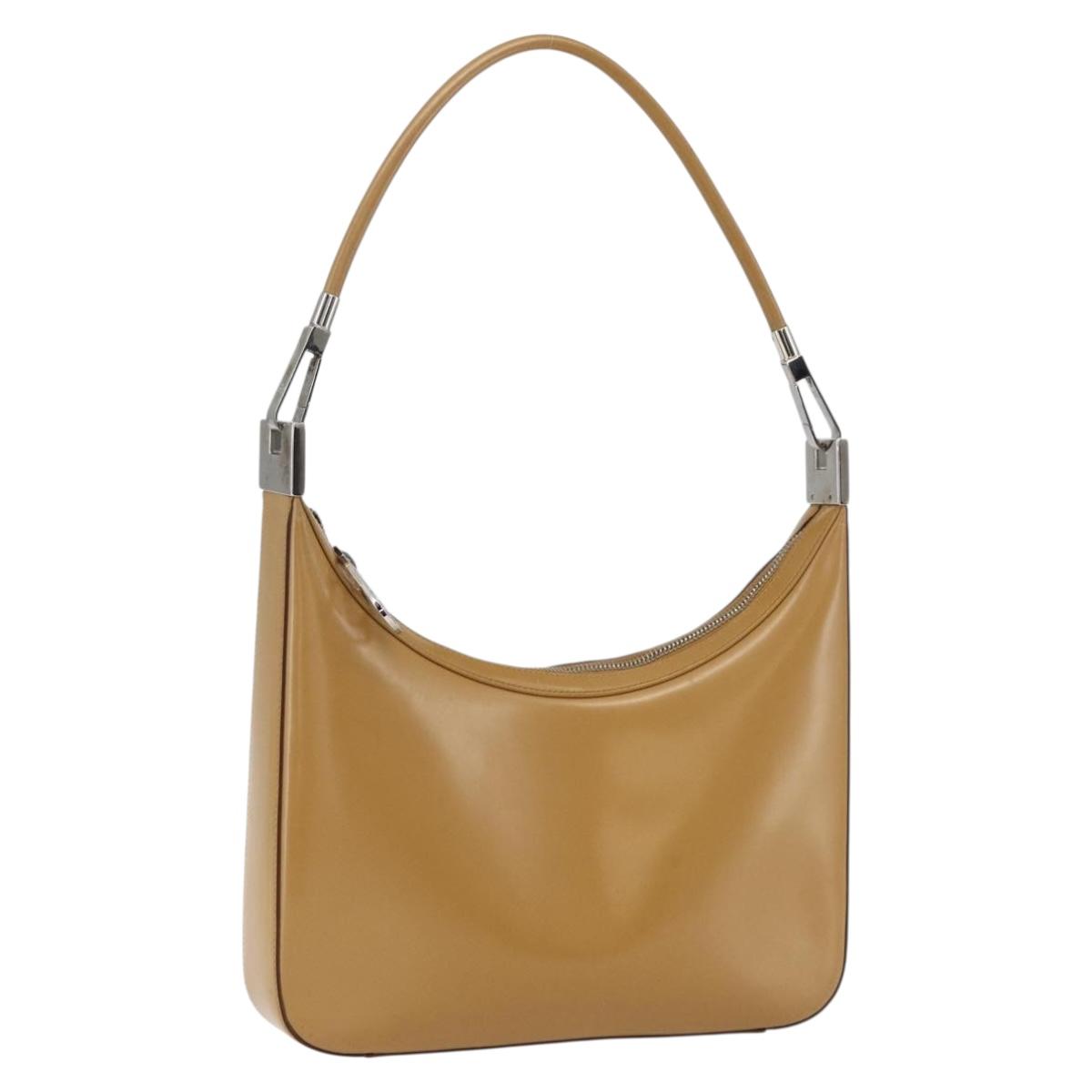 GUCCI Shoulder Bag Leather Brown Silver 001 3812 Auth BA10652