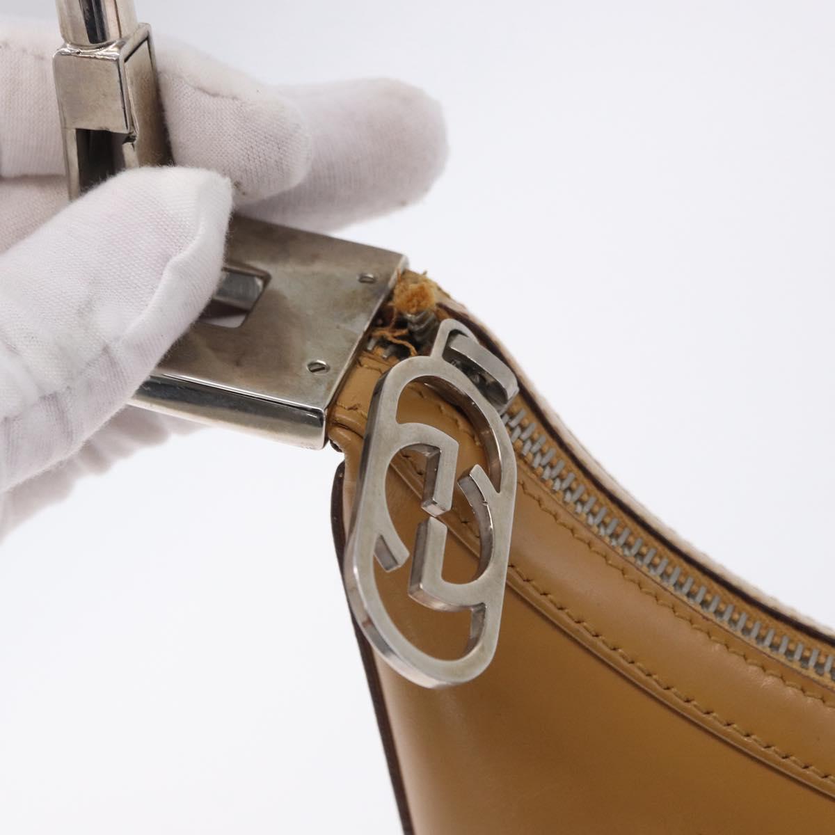 GUCCI Shoulder Bag Leather Brown Silver 001 3812 Auth BA10652