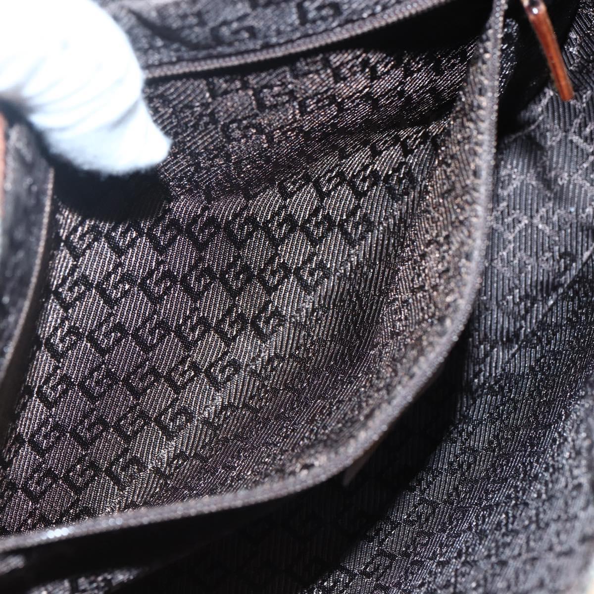 GUCCI Shoulder Bag Leather Brown Silver 001 3812 Auth BA10652