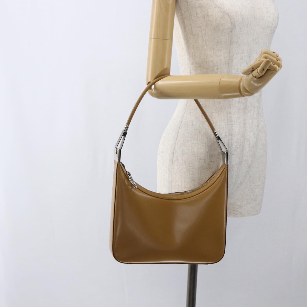 GUCCI Shoulder Bag Leather Brown Silver 001 3812 Auth BA10652