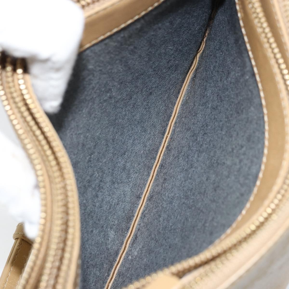 CELINE Trio Shoulder Bag Leather Beige Gold Auth BA10653