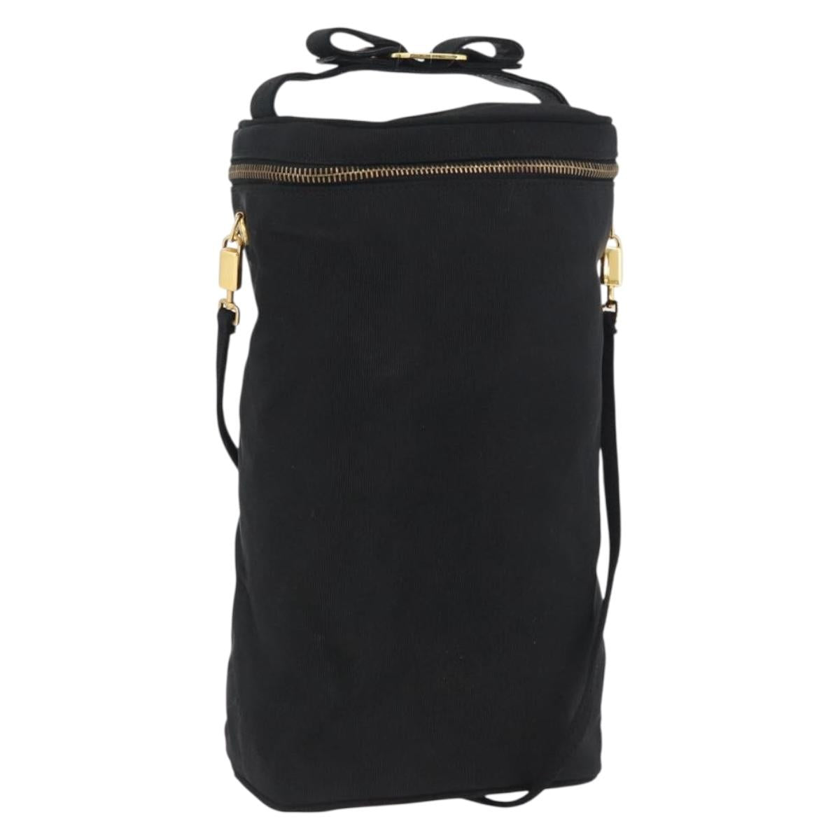 Salvatore Ferragamo Shoulder Bag Nylon Black Gold Auth BA10654