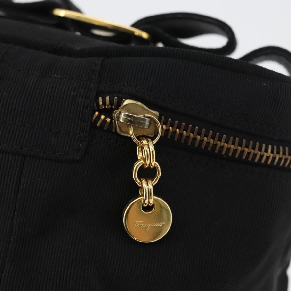 Salvatore Ferragamo Shoulder Bag Nylon Black Gold Auth BA10654