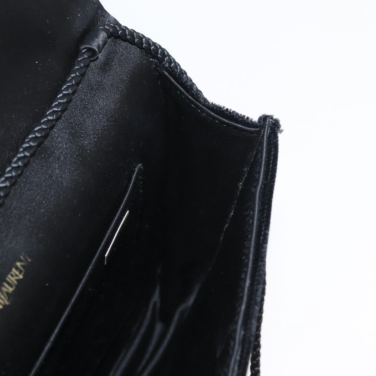 SAINT LAURENT Shoulder Bag Velor Black Gold Auth BA10655