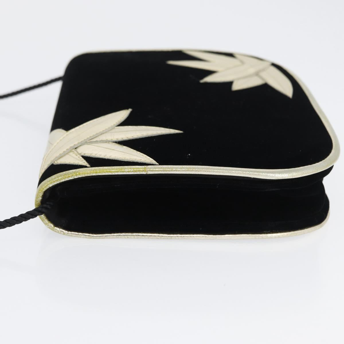 SAINT LAURENT Shoulder Bag Velor Black Gold Auth BA10655