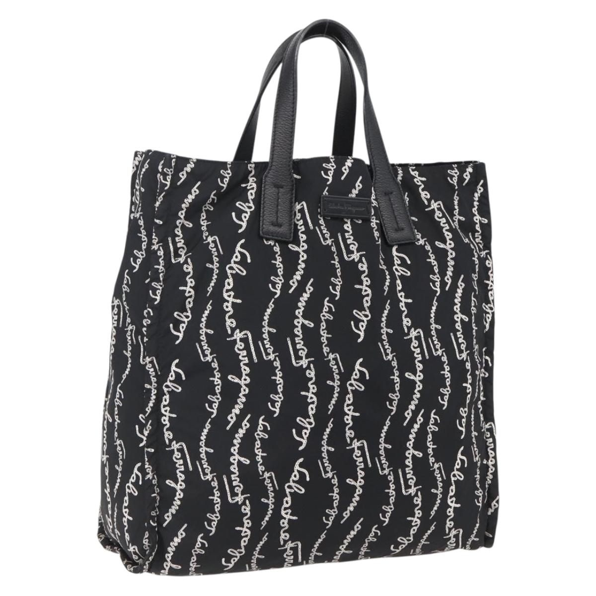 Salvatore Ferragamo Tote Bag Nylon Black Auth BA10660V