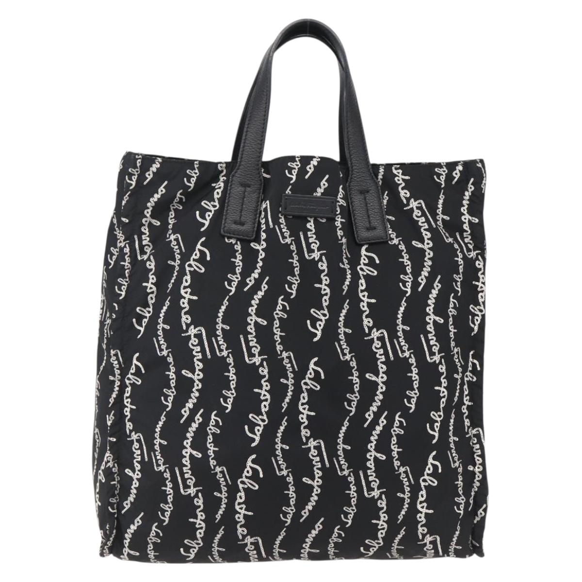 Salvatore Ferragamo Tote Bag Nylon Black Auth BA10660V