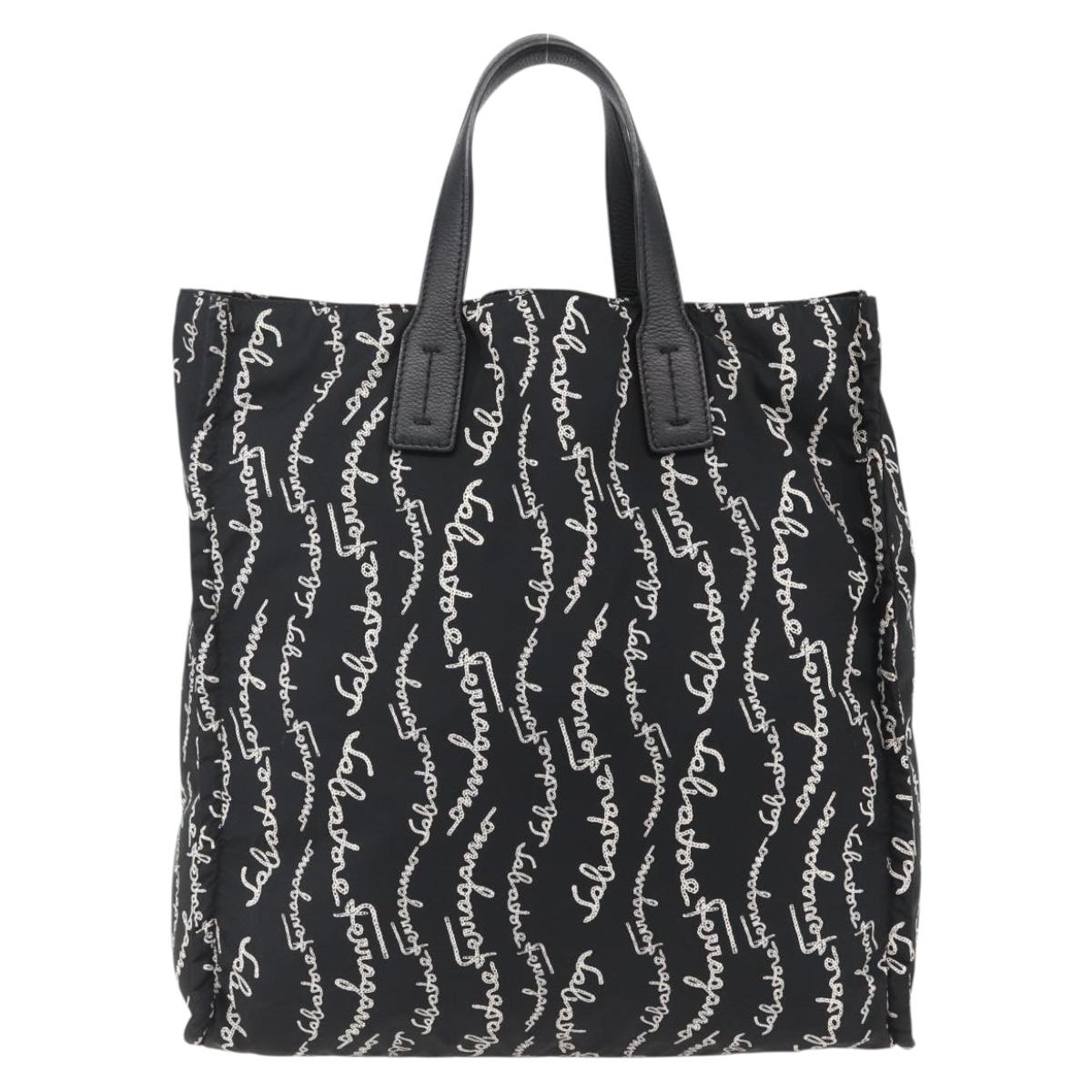 Salvatore Ferragamo Tote Bag Nylon Black Auth BA10660V