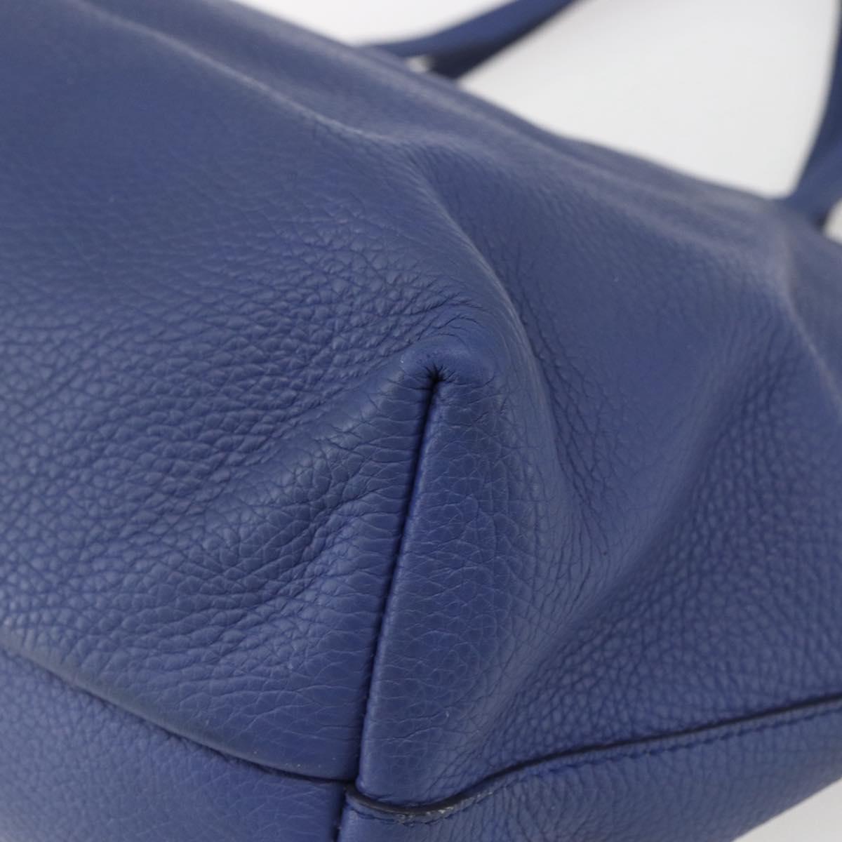 Salvatore Ferragamo Tote Bag Leather Blue Gold Auth BA10661