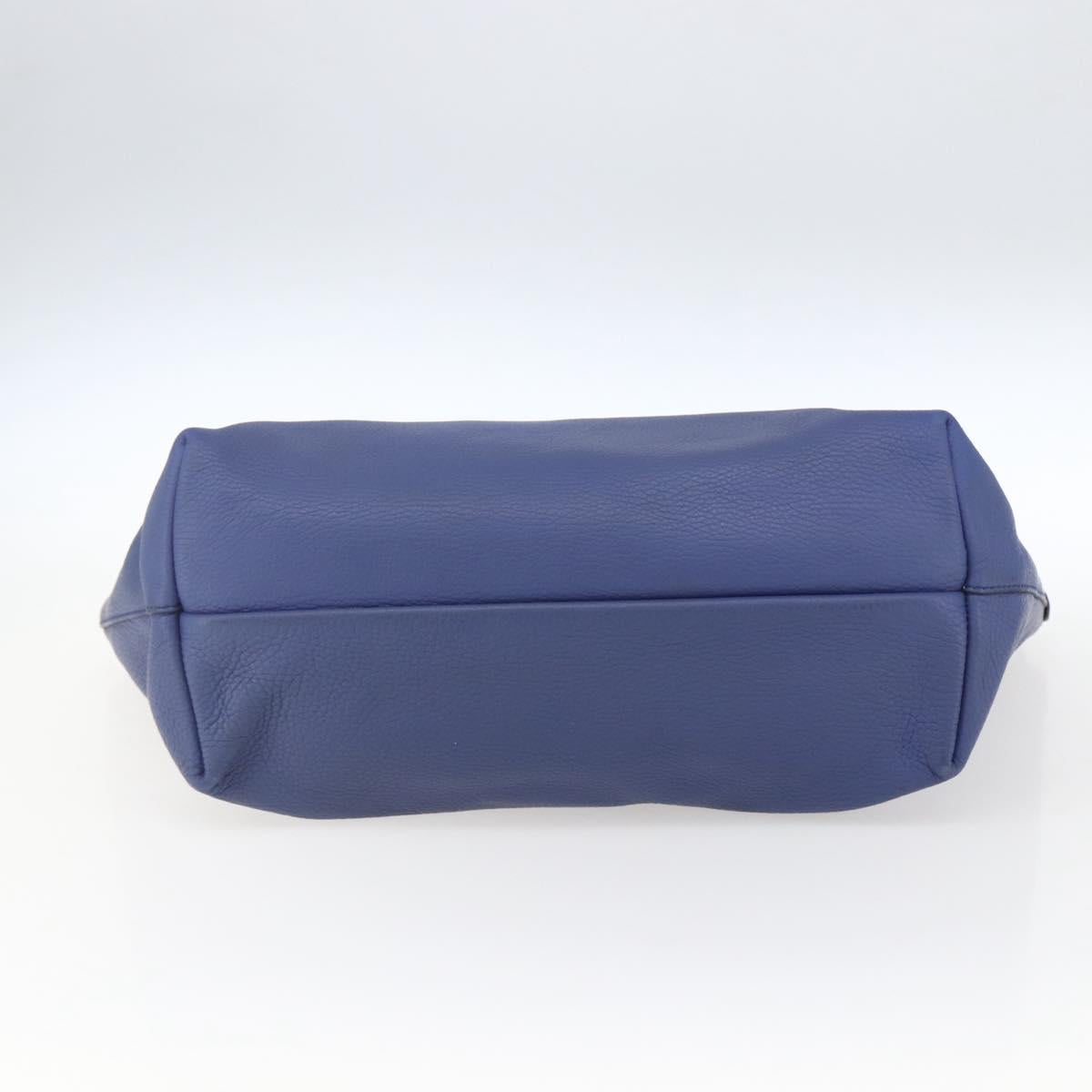 Salvatore Ferragamo Tote Bag Leather Blue Gold Auth BA10661