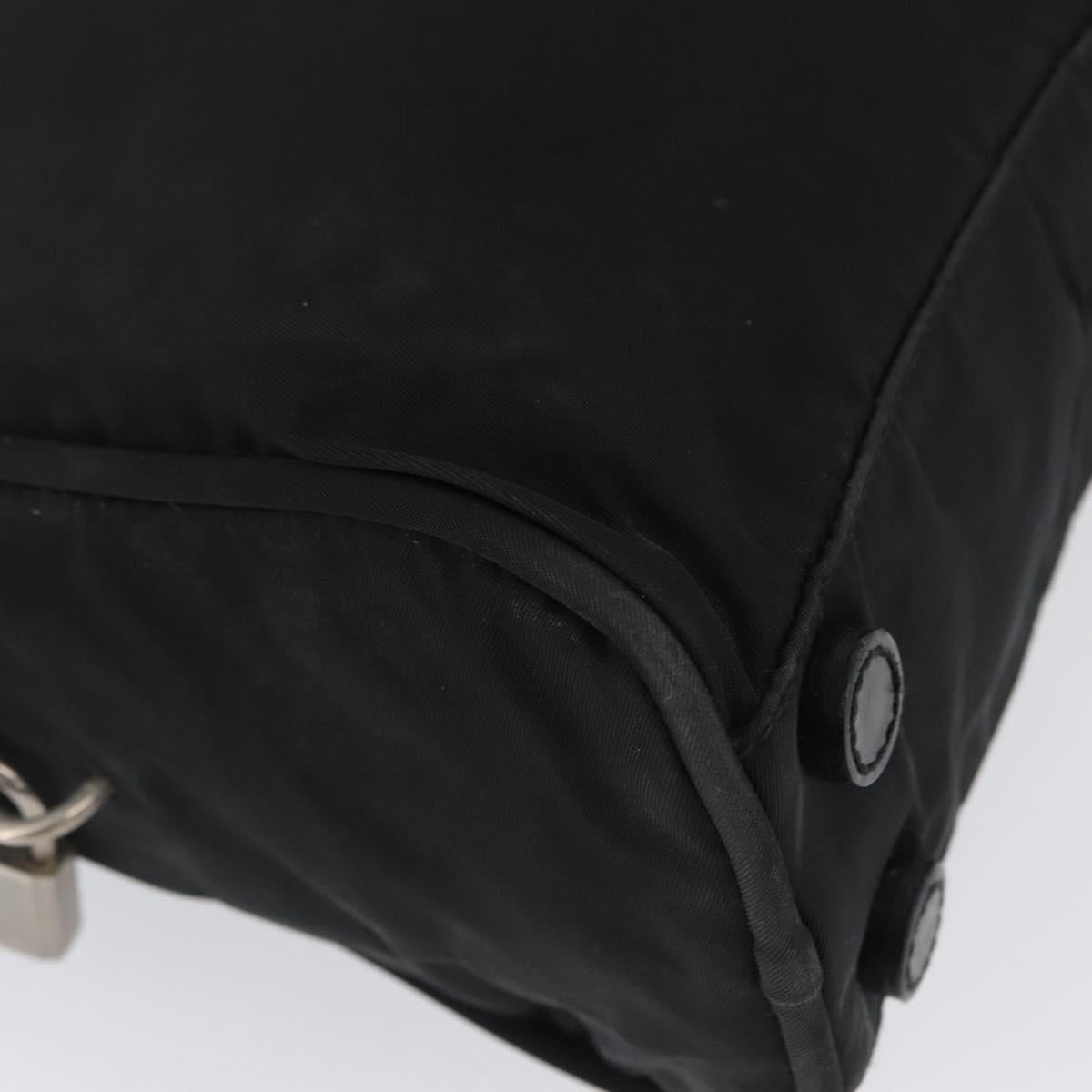 PRADA Hand Bag Nylon Black Silver Auth BA10663