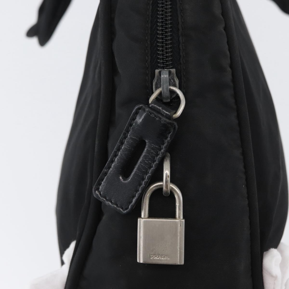 PRADA Hand Bag Nylon Black Silver Auth BA10663