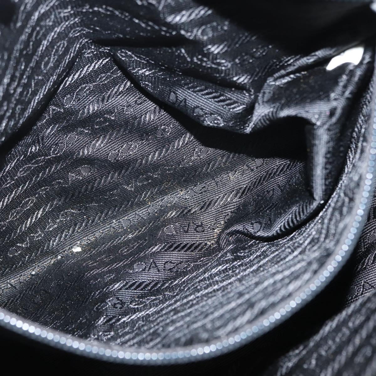 PRADA Hand Bag Nylon Black Silver Auth BA10663
